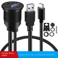 Câble d'extension étanche USB3.0/USB2.0 Type-C pour tableau de bord de bateau monté sur véhicule, 1m, en cuivre étamé, pour connexion au panneau