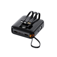 Batterie externe légère 20000 mAh avec 4 câbles intégrés, charge rapide PD 22,5 W, écran LED, mini chargeur portable pour les voyages et les activités de plein air
