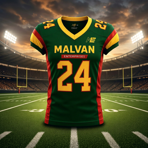 American Football Jersey Custom <b>Soccer</b> Jersey Green Yellow Red Heat-Transfer Printed Plaid Pattern Player 24 V-neck Short Sleeve - Product Image 1