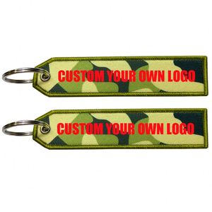 Best Factory <b>Custom</b> Made Brand Logo Red Woven <b>Key</b> Tag Flight Crew Fabric No Moq Embroidery Keychain - Product Image 2