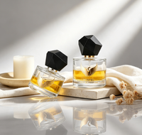 Boîte cadeau personnalisable avec couvercle carré noir, flacon de parfum en verre transparent vide 30ml 50ml avec pulvérisateur, luxe léger