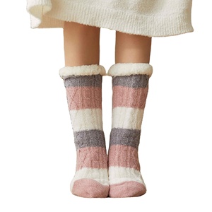 High Quality Stripes Knitted Indoor Thermal Winter <strong>Warm</strong> <strong>Fuzzy</strong> Slipper Floor Anti Slip Fleece Lined Sherpa <strong>Socks</strong> - Product Image 1