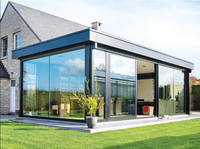 Véranda Moderne Écologique à Toit Rétractable Alimentée par Énergie Solaire, Serre Pliante Extérieure en Verre pour Hall, Entrepôt, Hôtel, Chambre