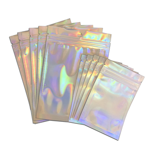 Custom logo zipock resealable Smell Proof aluminum foil mylar plastic edible small food packaging hologram bags