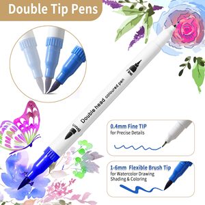 NOVISON Juego de 120 Rotuladores de Doble Punta, Pincel y Punta Fina, Marcadores de Fibra de Vidrio con Acuarela para Dibujo Infantil - Product Image 4