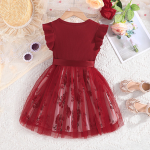 Robe d'été style princesse en dentelle florale pour filles de 4 à 7 ans, fourniture ODM, pour mariage, fête formelle, en tissu peigné respirant - Product Image 6