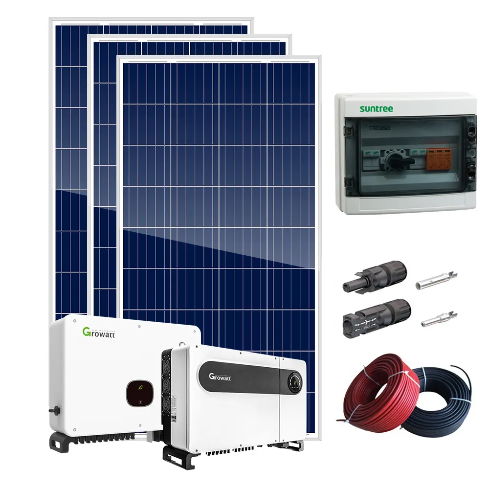 Panel solar de 10kw, 20kw, 50kw, 100kw, 200kw, 500kw, sistema de energía solar en red, sistema de solución de ahorro de energía industrial
