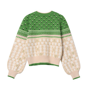 Maglione a Maniche Lunghe con Collo Tondo, Abbigliamento Jacquard per Donna, Shopping <span class=keywords><strong>Online</strong></span> - Product Image 2