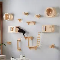 卸売木製猫壁棚遊び場ジャングルジム引っかきプラットフォーム