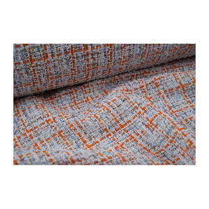 Tissu en tweed fantaisie de qualité supérieure fabriqué en Corée, blanc-orange-bleu multicolore, tissu textile tissé sur mesure OEM & ODM - Product Image 3
