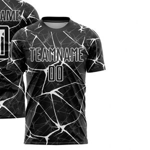 Camiseta de Fútbol con Patrón Abstracto Negro, Manga Corta, Transpirable, de Secado Rápido, Uniforme Deportivo Ligero para Entrenamiento y Partido - Product Image 2