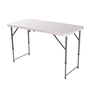 Tavolo Pieghevole Tradizionale per Bambini in HDPE Bianco con Gambe in Acciaio, Arredo per Esterni, Casa, Studio e Soggiorno - Product Image 1