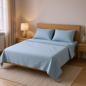 Juego de Sábanas Dobles de Franela Azul Claro Vianney, 100% Poliéster, Transpirables, Teñidas en Color Liso, para Colchón Matrimonial - Product Image 2