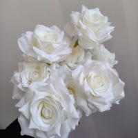 Bouquets de roses artificielles en soie blanche de haute qualité LO-202, fleurs décoratives pour toile de fond de mariage et la Saint-Valentin
