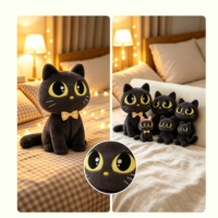 Peluche Géante Chat Noir en Coton PP Ultra Doux, Coussin Réconfortant Adorable pour Enfants, Jouet Anti-Stress Personnalisé de Haute Qualité, OEM ODM