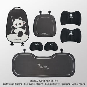 <span class=keywords><strong>Coussin</strong></span> de siège de voiture style dessin animé Panda, ensemble complet, en polyester et coton lin écologiques, protection toutes saisons - Product Image 3