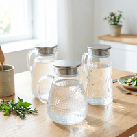 Carafe en verre borosilicate de style nordique avec couvercle filtrant et poignée transparente pour boissons glacées et eau chaude