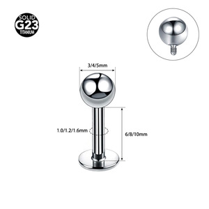 À la mode ASTM F136 plaqué or oreille Piercing bijoux lèvre Monore Cartilage goujon Tragus haltère Zircon hélice pour les mariages - Product Image 3