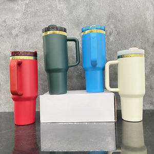 16 Paket Tumbler 40oz dari Gudang USA, Warna Hijau Tua dengan Lapisan Emas di Bagian Bawah, Dilengkapi Pegangan yang Dapat Dilepas untuk Pengukiran Laser - Product Image 2