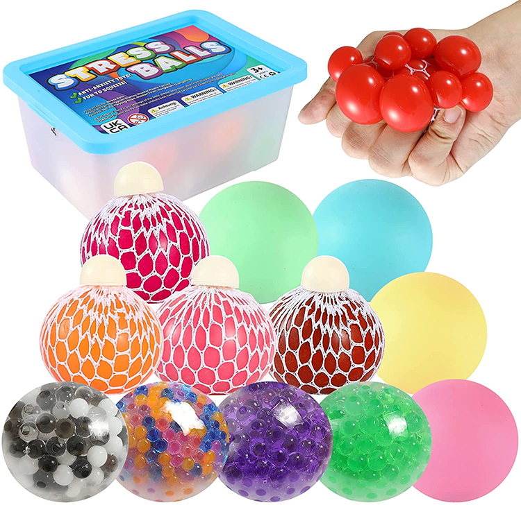 Squeeze Mesh Squishy Ball для снятия стресса, сенсорные шарики для снятия стресса, игрушки для детей, 12 шт. в упаковке