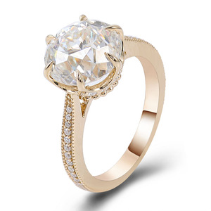 10K Vàng Vàng Mới Nhất Thiết Kế Đơn Giản Engagement <span class=keywords><strong>Ring</strong></span> Kim Cương Nhẫn Cưới Cho Phụ Nữ Vòng Cũ Châu Âu Cắt Moissanite Vòng - Product Image 2
