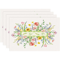 Ensemble de 4 sets de table floraux de printemps, 12x18 pouces, motifs fleurs et feuilles saisonniers, pour table à manger, intérieur, extérieur, hôtel, décoration de fête