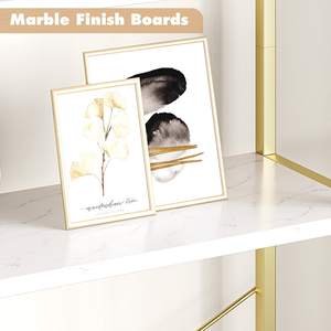 Libreria a 5 Ripiani, Scaffale ad Arco, Espositore Alto, Struttura in Metallo, Moderno Scaffale Portaoggetti in Legno - Product Image 4