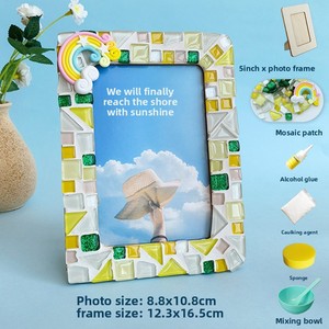Cadre photo fait main DIY, autocollants mosaïque créatifs pour enfants, 5-8 pouces, développement de l'intelligence visuelle émotionnelle et de la coordination œil-main - Product Image 2