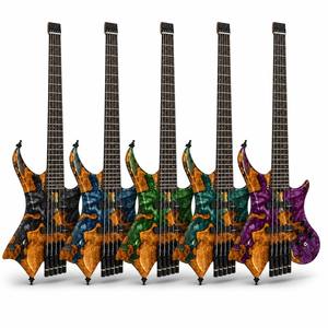 GALYDA 5 <b>String</b> Headless Bass Resin Burl <b>Top</b> Roasted Maple Neck Stainless Steel Frets Active Bass Wholesale - Product Image 6