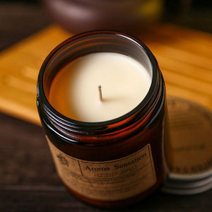 Wholesales Brown Amber Glass Jar Scented Candle Home Luxury <b>Decor</b> Scented Candle With Aluminum <b>Lid</b> - Product Image 2