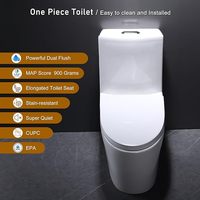WC monobloc moderne en céramique avec chasse d'eau à siphon puissant, abattant à fermeture douce, siège à dégagement rapide, design peu encombrant