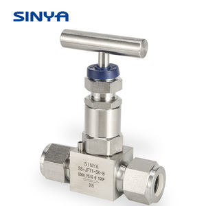 Sinya tubo 316 in acciaio inox che si adatta alle estremità valvole a spillo a doppia ghiera valvola a spillo diritta con ghiera - Product Image 1