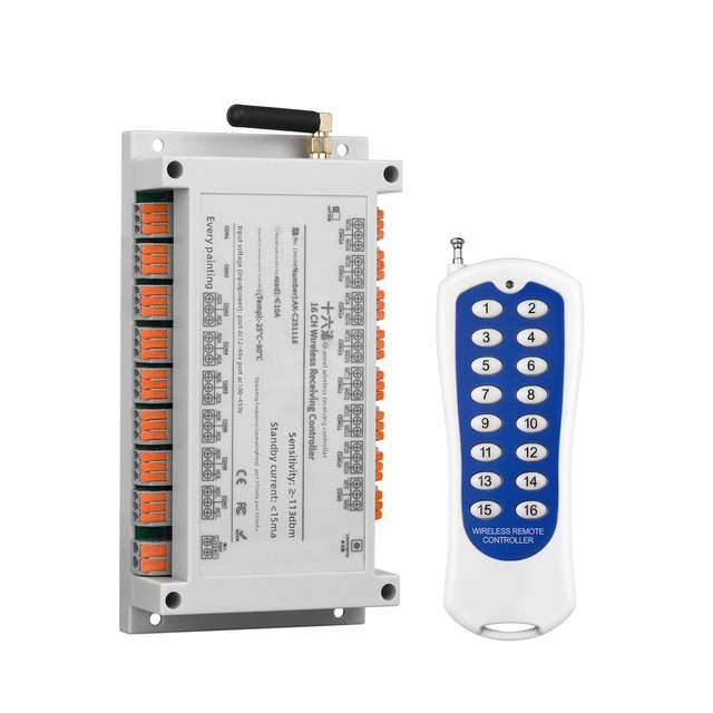 DC12-48V Water Pump Motor Smart Controller Wireless Remote Control 16 Buttons ABS 2032 Battery 433 MHz Learning 200m Range