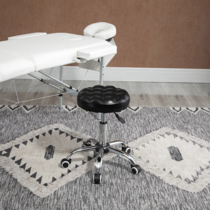 HOMCOM Tabouret réglable en hauteur avec 5 roues, acier, mousse et cuir PU,? 48x47-59Hcm - Product Image 2