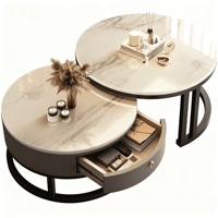 Nouvelle table basse double moderne et élégante en verre imitation marbre et ardoise pour l'ameublement de la maison