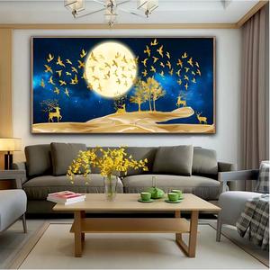 Nouvelle Peinture <span class=keywords><strong>sur</strong></span> Verre de Grande Taille, Motif Arbres Jaunes, <span class=keywords><strong>Aquarelle</strong></span> Moderne <span class=keywords><strong>sur</strong></span> Toile, Paysage pour Décoration de Salon - Product Image 6