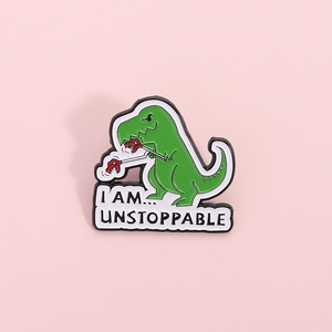 Broches de dinosaurios imparables con letras I Am, alfileres de esmalte suave, insignias de solapa, joyería de Metal de animales antiguos, regalo para niños y amigos - Product Image 4