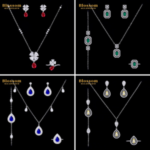 Bloesem Cs Sieraden Groothandel 925 Sterling Zilver Mode Fijne Geometrische Hanger Dubbele Ketting Zirkonia Sieraden Sets Voor Vrouwen - Product Image 2