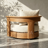 Conjunto de Muebles de Exterior Modernos de Teca Sólida, Sofá Impermeable para Villa, Resort, Hotel, Asientos de Madera de Grado Hotelero, Dimensiones Personalizadas