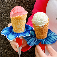 Manchons en papier anti-goutte personnalisés pour cornets de crème glacée, supports en papier à contenu personnalisé pour les magasins de produits alimentaires et les desserts