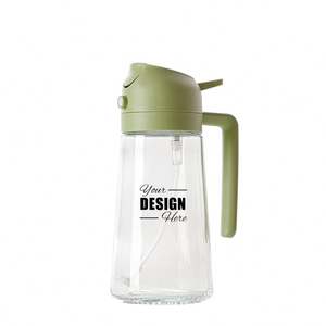 Distributeur et pulvérisateur d'huile d'olive 2-en-1 personnalisé - Bouteille pulvérisatrice de cuisine de 16 oz avec brosse pour la cuisson et le barbecue - Product Image 1