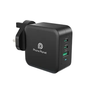 Produk terlaris Planet telepon 2023 EU UK charger perjalanan adaptor QC PD 100W GaN pengisi daya dinding ponsel