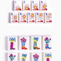 Jeu de Mahjong en Acrylique Antidérapant Thème Cowboy Western Désertique Luxe Moderne Motifs Cactus Coucher de Soleil Bottes Soirée de Jeu à Domicile Social