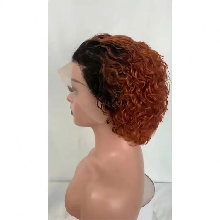 cheap colored human hair wig kinky curly short transparent hd lace front wig,afro hd lace frontal wig human hair