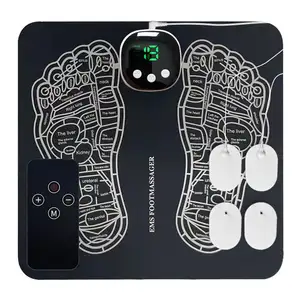 Hot sale 2024 wholesale portable ems foot massager pad physiotherapy mat vibration massage cushion With LCD host Type C