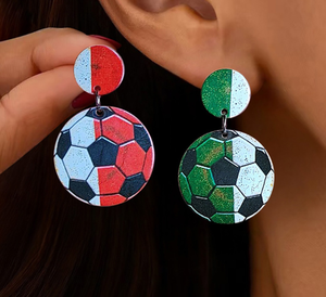 Orecchini a perno personalizzati a doppio cerchio da calcio 2026 da donna, orecchini pendenti sportivi in acrilico, regali stile <span class=keywords><strong>sportivo</strong></span> - Product Image 1