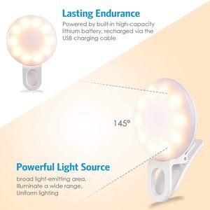 Mini anneau lumineux portable rechargeable par USB pour tous les téléphones, fonctions 2-en-1, matériau ABS de haute qualité, lumière LED brillante pour téléphone - Product Image 4