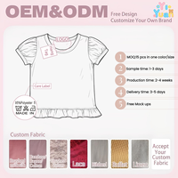 T-shirt blanc uni à manches bouffantes pour filles, col rond, ourlet à volants, idéal pour la sublimation DIY et les occasions décontractées quotidiennes