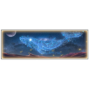 Luxury LED Light Blue <strong>Whale</strong> Wall <strong>Art</strong> Painting Modern Framed Picture Crystal Porcelain Painting for Living Room Decor - Product Image 4