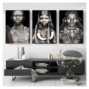 Décoration de la maison <span class=keywords><strong>noir</strong></span> <span class=keywords><strong>et</strong></span> <span class=keywords><strong>blanc</strong></span> salon toile peinture mur photos quadro cuadros femmes africaines homme mur Art <span class=keywords><strong>Portrait</strong></span> - Product Image 3